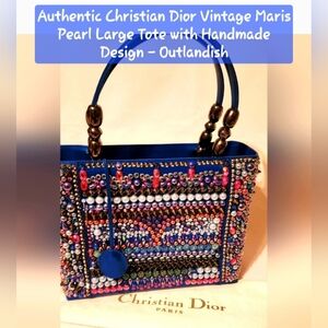 Authentic Dior Vintage Maris Pearl Large Tote w Handmade Design - Outlandish